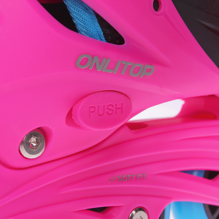 Роликовые коньки раздвижные, колеса PVC 64 мм, пластиковая рама, black/blue/pink р.30-33