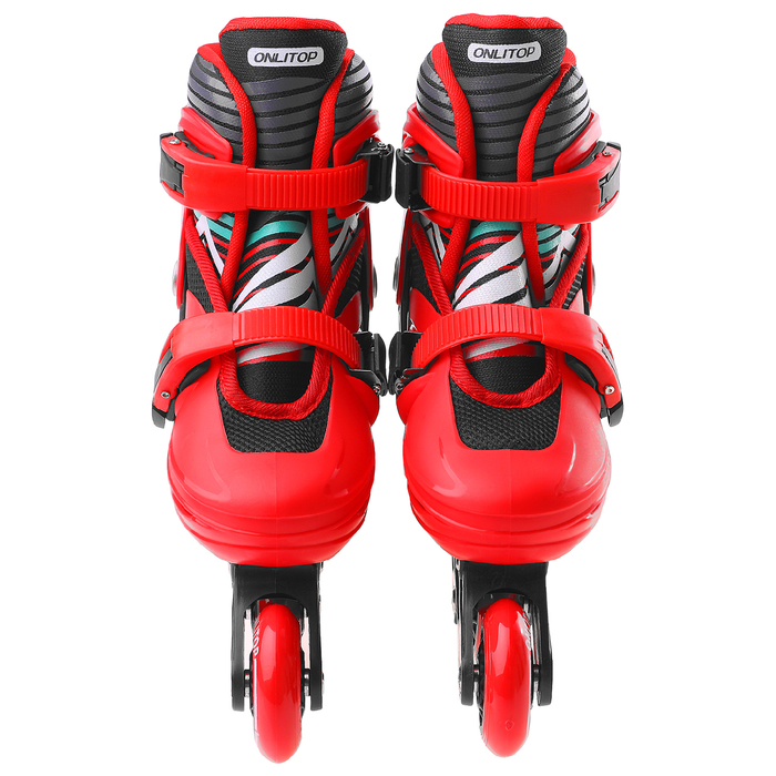 Роликовые коньки раздвижные, колеса PVC 64 мм, пластиковая рама, red/black р.30-33