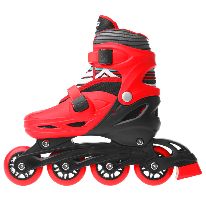 Роликовые коньки раздвижные, колеса PVC 64 мм, пластиковая рама, red/black р.30-33