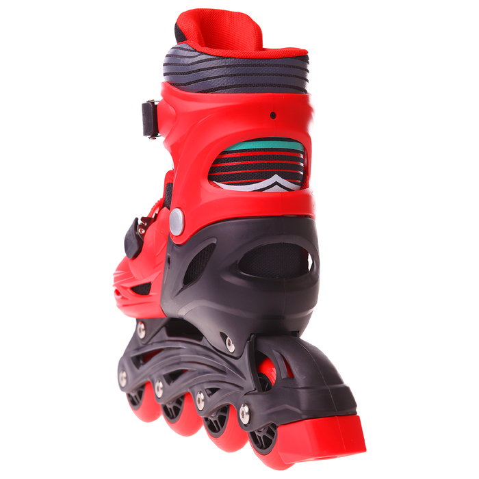 Роликовые коньки раздвижные, колеса PVC 64 мм, пластиковая рама, red/black р.30-33