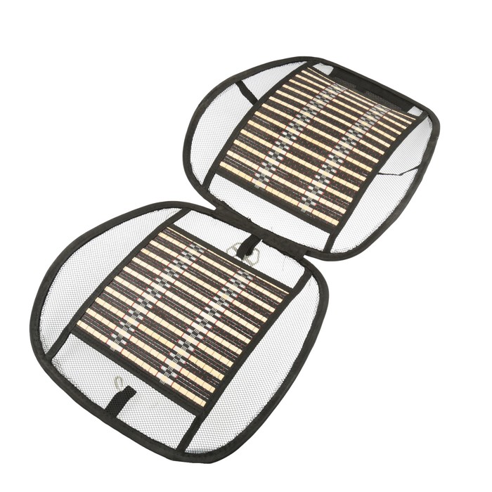 Накидка-массажер на сиденье, с капюшоном на подголовник, бамбуковые вставки, черный