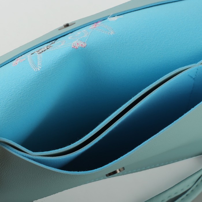 Сумка детская "Зайки", 2 отдела на клапане, длинный ремешок, цвет мятный