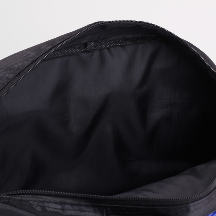 Сумка спорт Атлет, 46*16*28, отдел на молнии, н/карман, длинн ремень, чёрный/ярко-синий