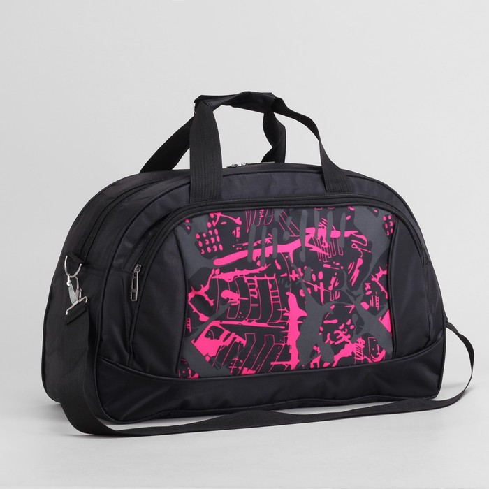 Сумка спорт Граффити, 44*17*28, отдел на молнии, н/карман, длинн ремень, чёрный/красный