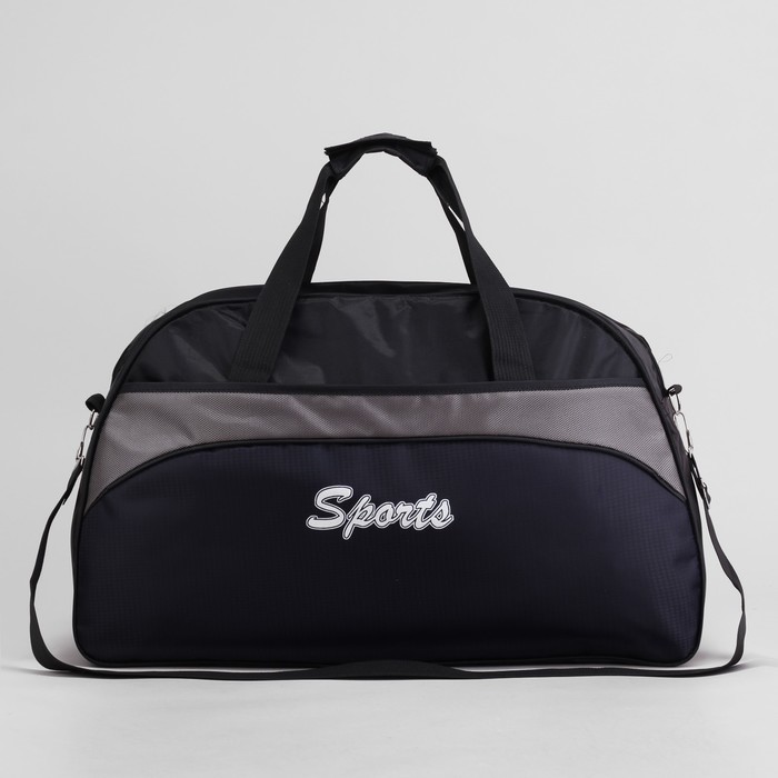 Сумка спорт Sports, 54*19*32, отдел на молнии, н/карман, длинн ремень, чёрный/т-синий