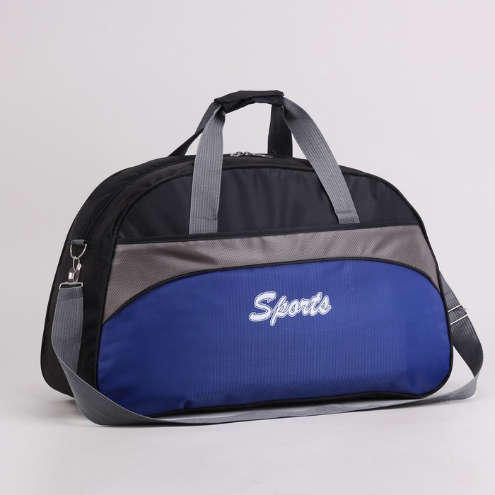 Сумка спорт Sports, 54*19*32, отдел на молнии, н/карман, длинн ремень, чёрный/ярко-синий