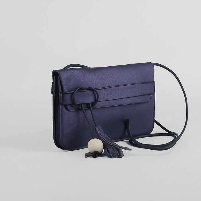 Сумка женская, 2 отдела на клапане, длинный ремень, цвет тёмно-фиолетовый