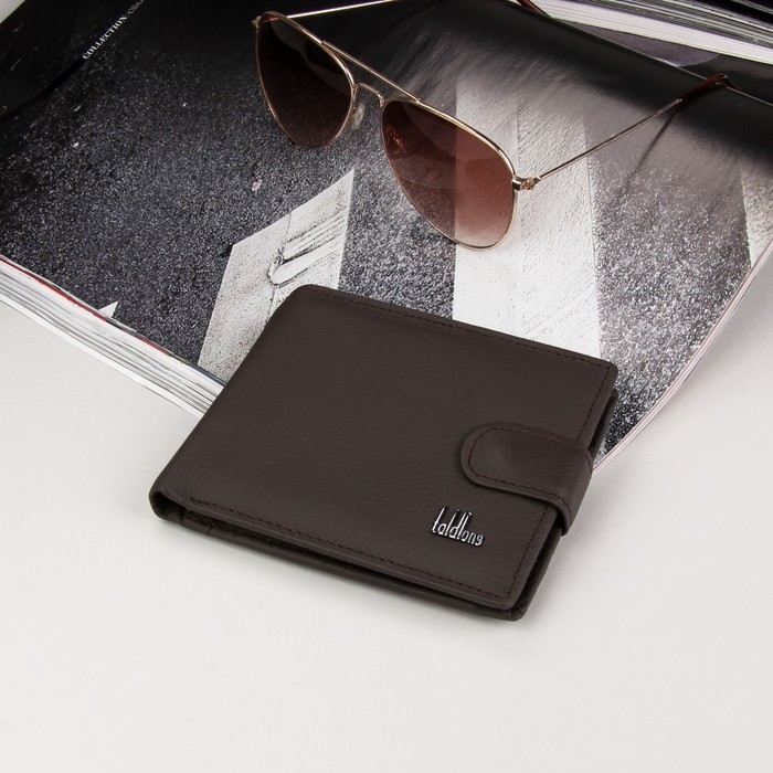 Портмоне мужское, 2 отдела, для карт, для монет, цвет коричневый