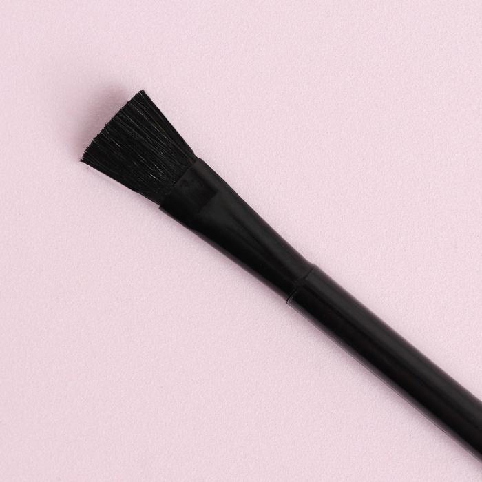 Кисть для макияжа универсальная, двусторонняя, прямая, с аппликатором, натуральный волос