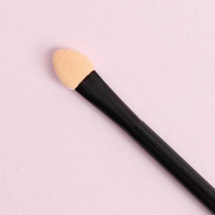 Кисть для макияжа универсальная, двусторонняя, прямая, с аппликатором, натуральный волос