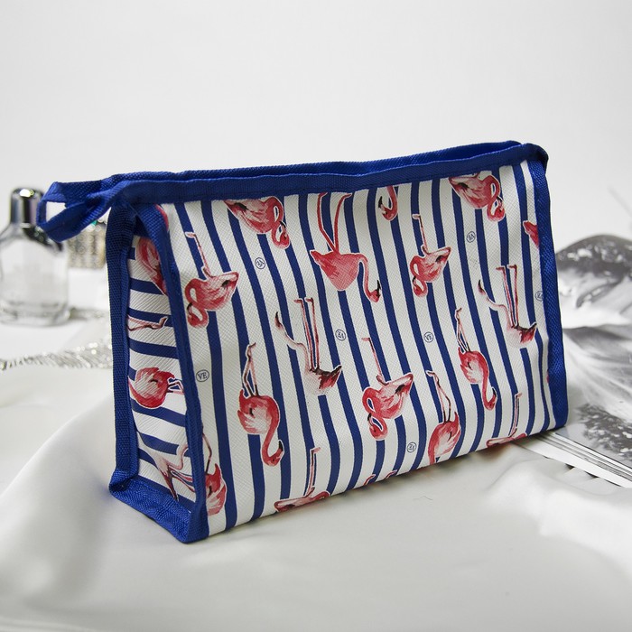 Косметичка «Фламинго», отдел на молнии, цвет синий