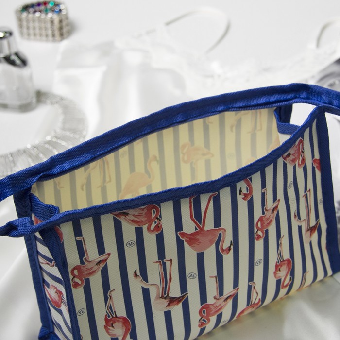 Косметичка «Фламинго», отдел на молнии, цвет синий