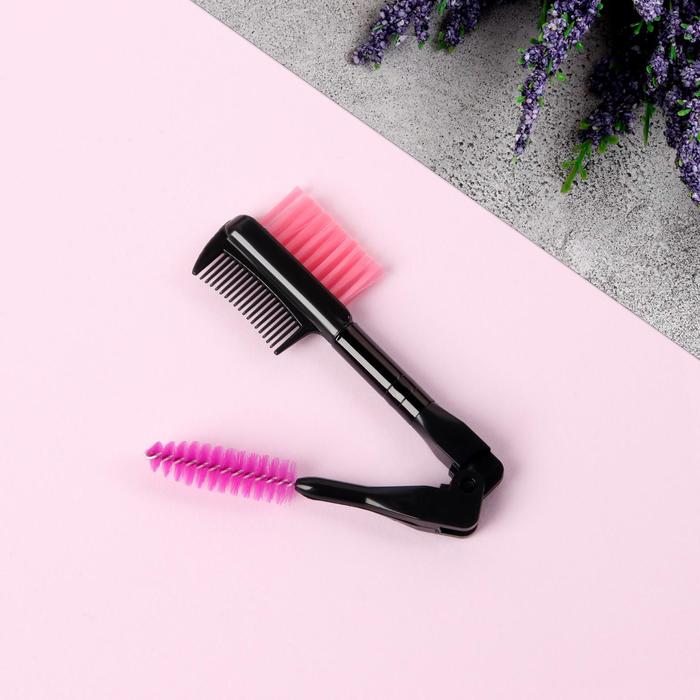 Кисть для макияжа/бровей и ресниц, двусторонняя, складная