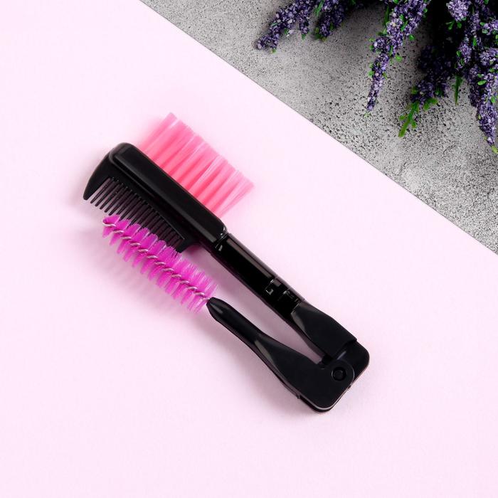 Кисть для макияжа/бровей и ресниц, двусторонняя, складная