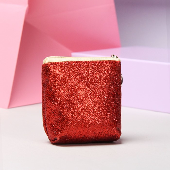 Кошелёк детский "Блеск", отдел на молнии, с кольцом, цвет красный