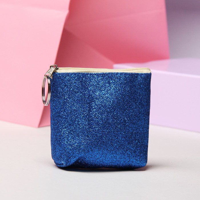 Кошелёк детский "Блеск", отдел на молнии, с кольцом, цвет синий