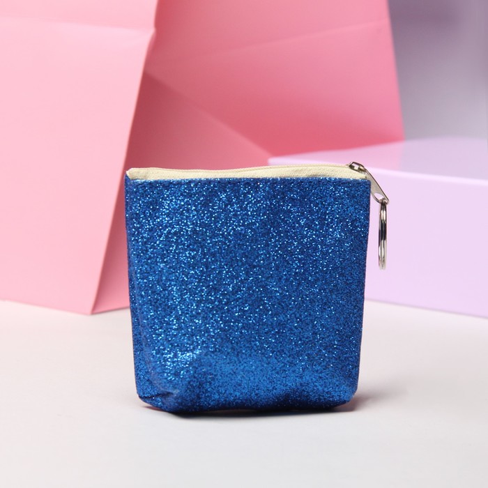 Кошелёк детский "Блеск", отдел на молнии, с кольцом, цвет синий