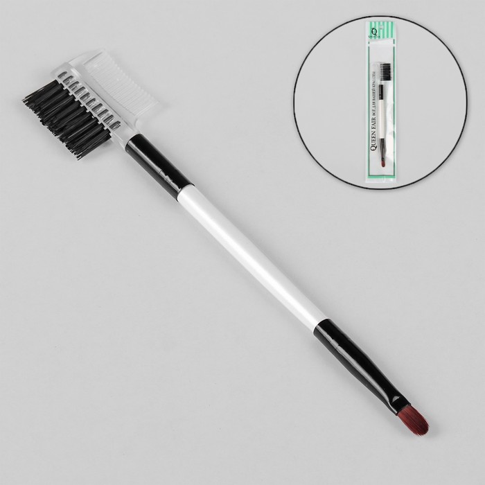 Кисть для макияжа/бровей и ресниц, двусторонняя, цвет белый/чёрный