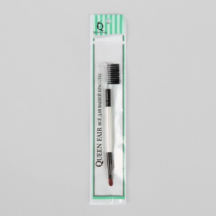 Кисть для макияжа/бровей и ресниц, двусторонняя, цвет белый/чёрный