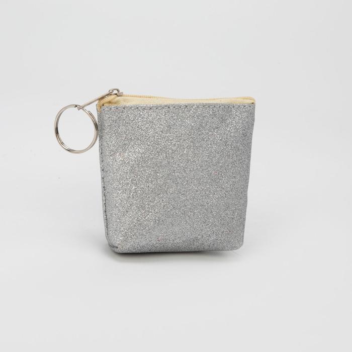 Кошелёк детский "Блеск", отдел на молнии, с кольцом, цвет серебристый