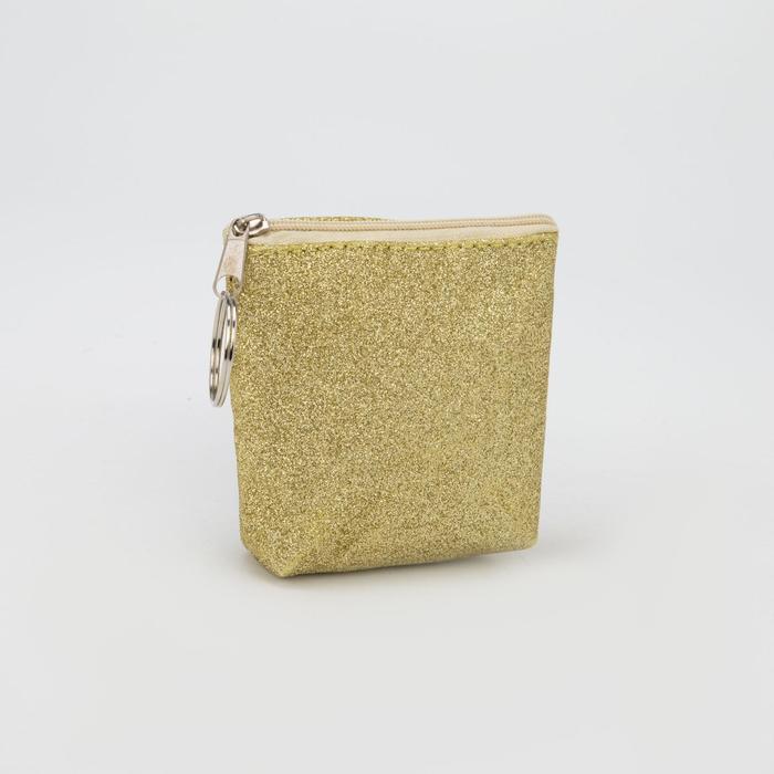 Кошелёк детский "Блеск", отдел на молнии, с кольцом, цвет золотой