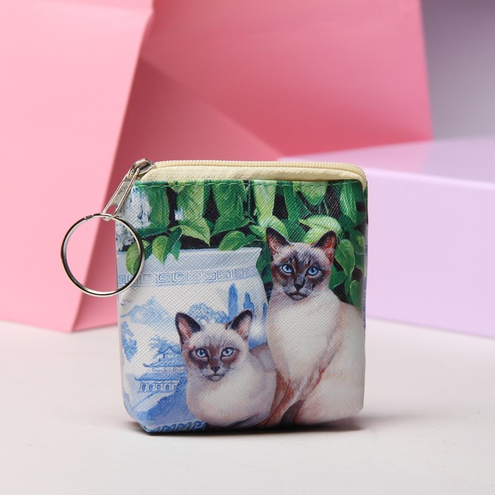 Кошелёк, отдел на молнии, с кольцом, цвет голубой