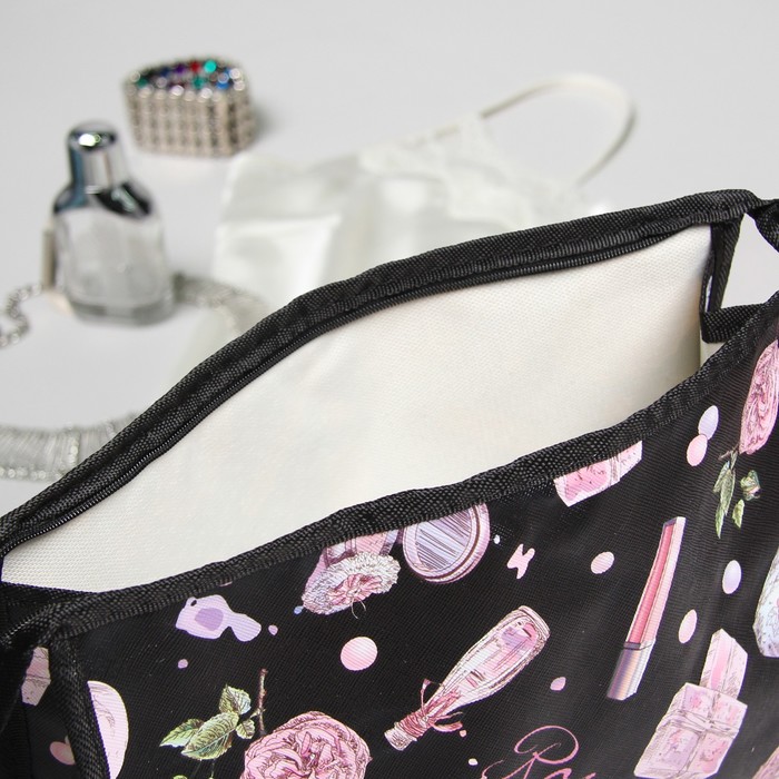 Косметичка «Розы», отдел на молнии, цвет чёрный