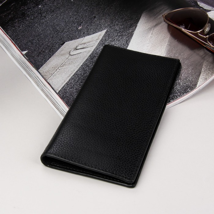 Кошелёк мужской, 2 отдела, для карт, для монет, цвет чёрный