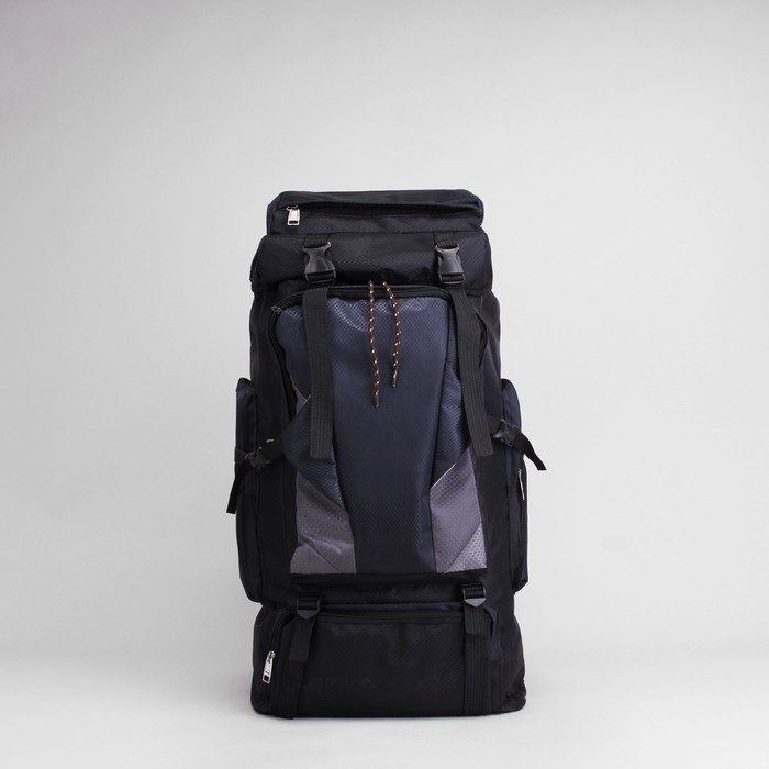 Рюкзак турист Пикник, 38*20*70, отд на шнурке, 5 н/карманов, чёрный/т-синий