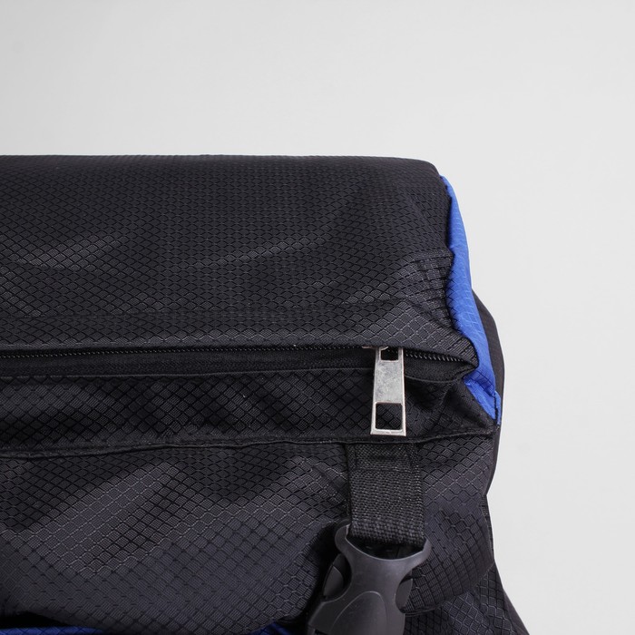 Рюкзак турист Пикник, 38*20*70, отд на шнурке, 5 н/карманов, чёрный/синий