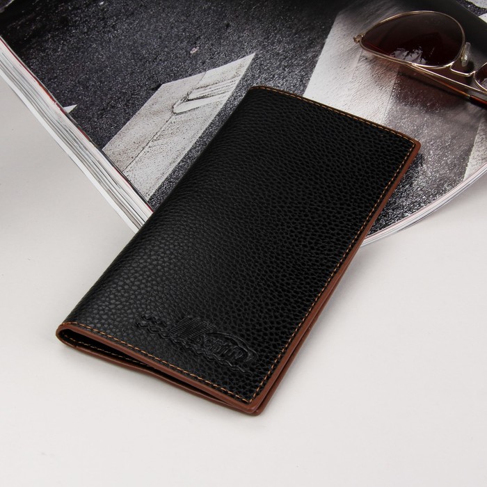 Кошелёк мужской, 2 отдела, для карт, для монет, цвет чёрный