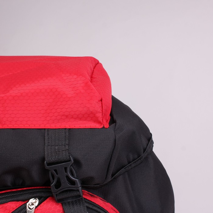 Рюкзак турист Горы, 38*20*75, отд на шнурке, 7 н/карманов, усил спинка, чёрный/красный