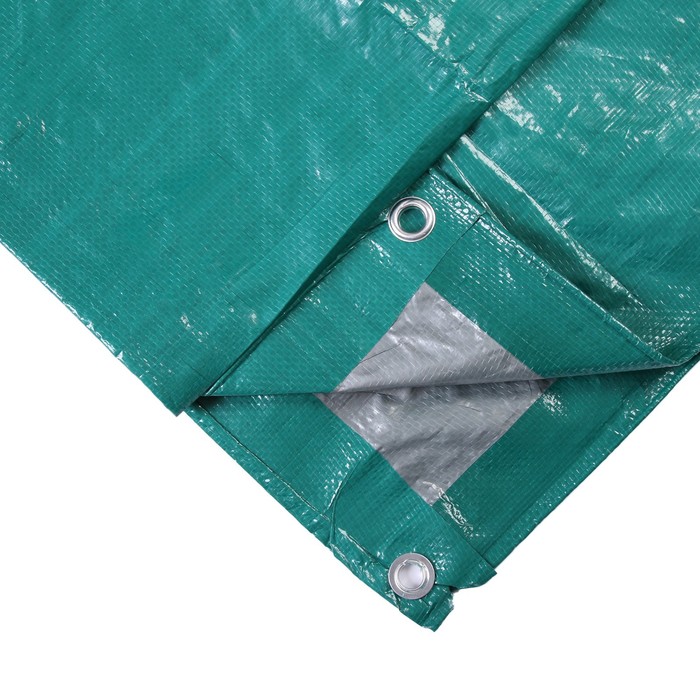 Тент защитный, 3 × 2 м, плотность 120 г/м², люверсы шаг 1 м, тарпаулин, УФ, зелёный/серебристый