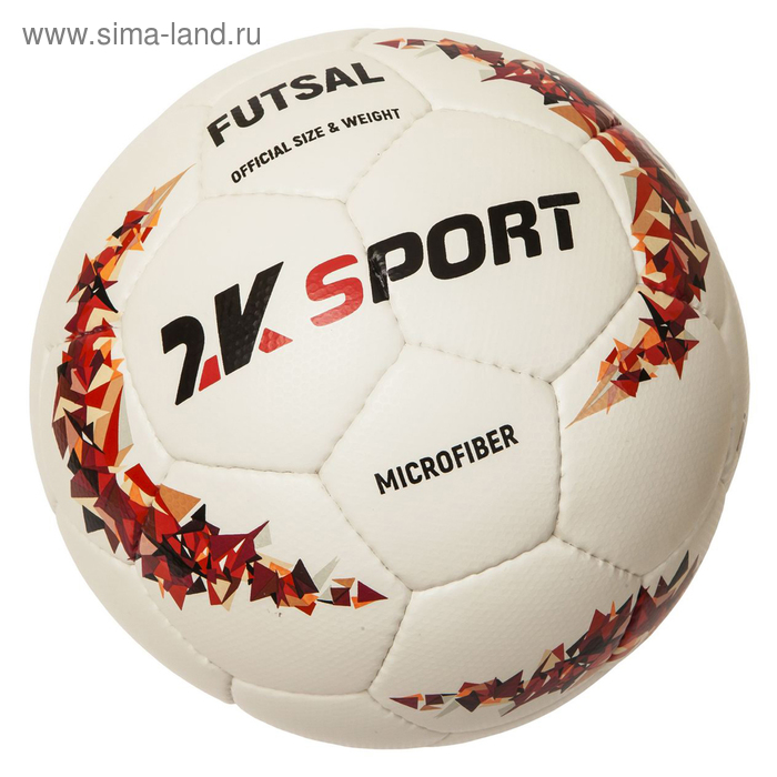 фото Мяч мини-футбольный 2k sport сrystal elite sala microfiber, white/red, размер 4 2к