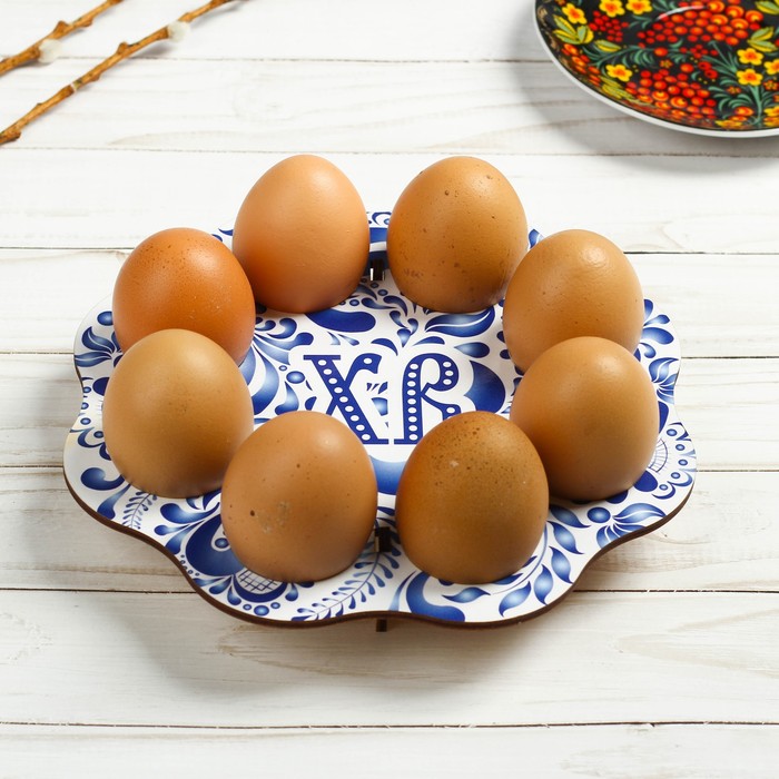 Подставка пасхальная на 8 яиц "ХВ" гжель