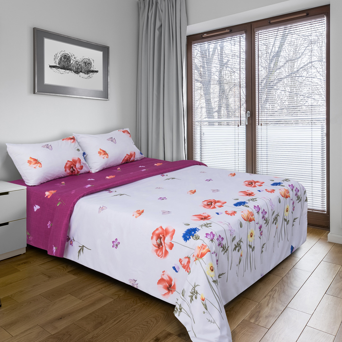 Постельное бельё "Этель " евро Солнечные луга 200х220 см, 220х240 см, 50х70 ± 3 см - 2 шт., новосатин