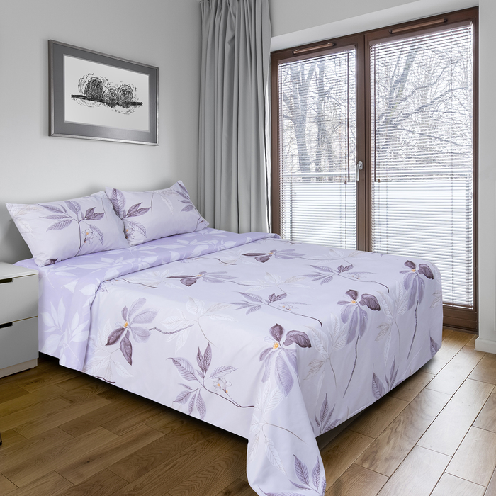 Постельное бельё "Этель" дуэт Тень листьев 150х210 см - 2 шт, 220х240 см, 50х70 ± 3 см - 2 шт., новосатин