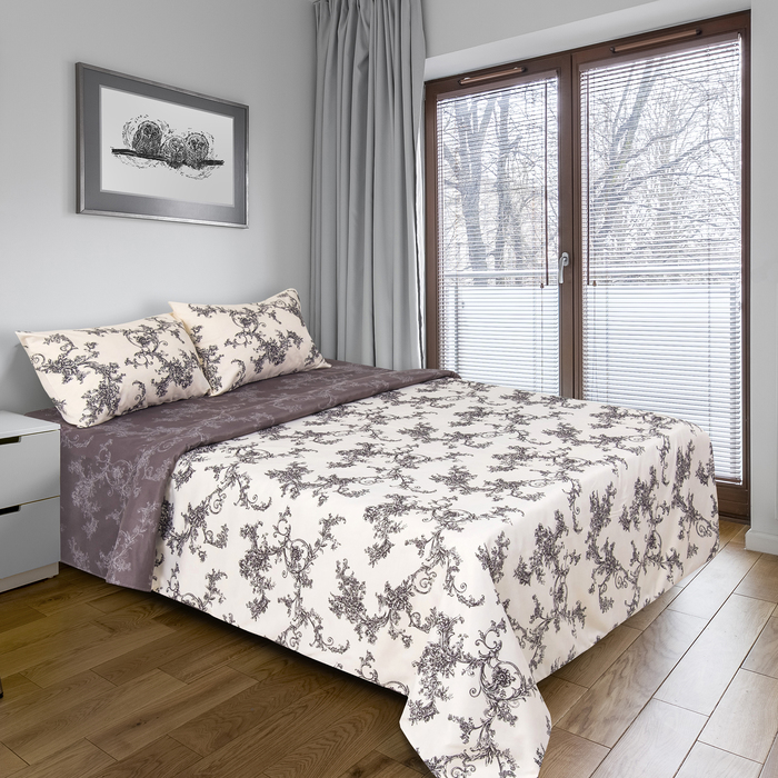 Постельное бельё "Этель" 1,5 сп. Красивый бежевый 150х210 см, 150х210 см, 50х70 ± 3 см - 2 шт., новосатин