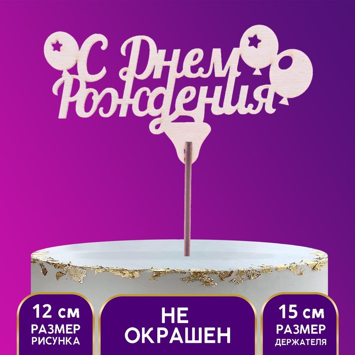 

Топпер "С днем рождения с шариками", магнит