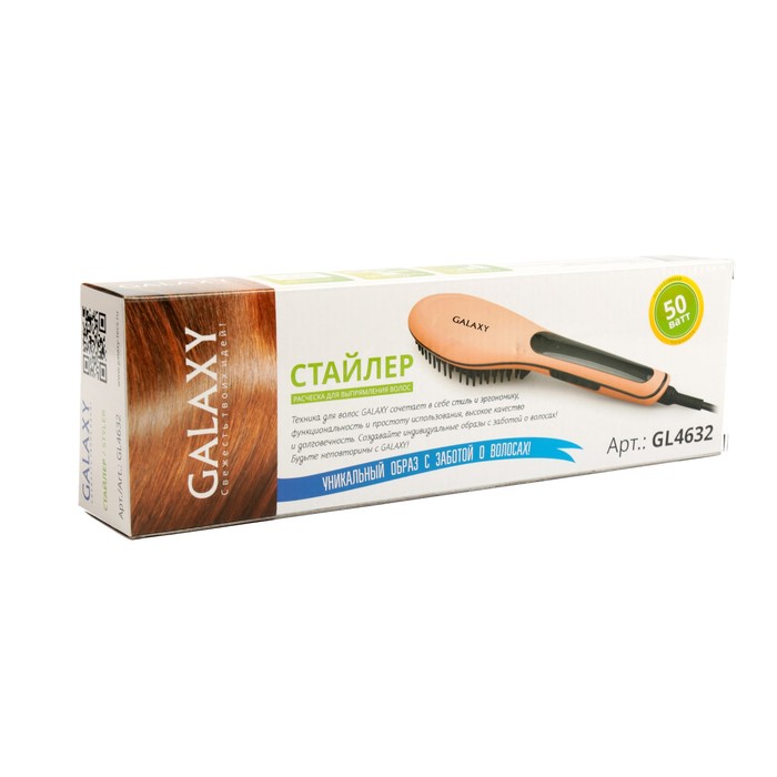 Расческа-выпрямитель Galaxy GL 4632, 50 Вт, макс. темп. 230 С, керам. покрытие, ЖК-дисплей