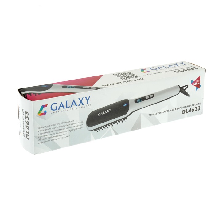 Расческа-выпрямитель Galaxy GL 4633, 50 Вт, макс. темп. 210 С, керам. покрытие, ЖК-дисплей, 334153