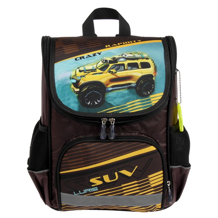 Ранец Стандарт Luris Мишутка 34*25*13 мал эргоном.спинка "Авто желтое"