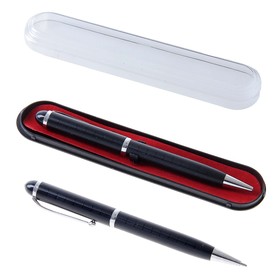 Ручка шариковая, подарочная, в пластиковом футляре, поворотная, «Бизнес», чёрная с серебристыми вставками