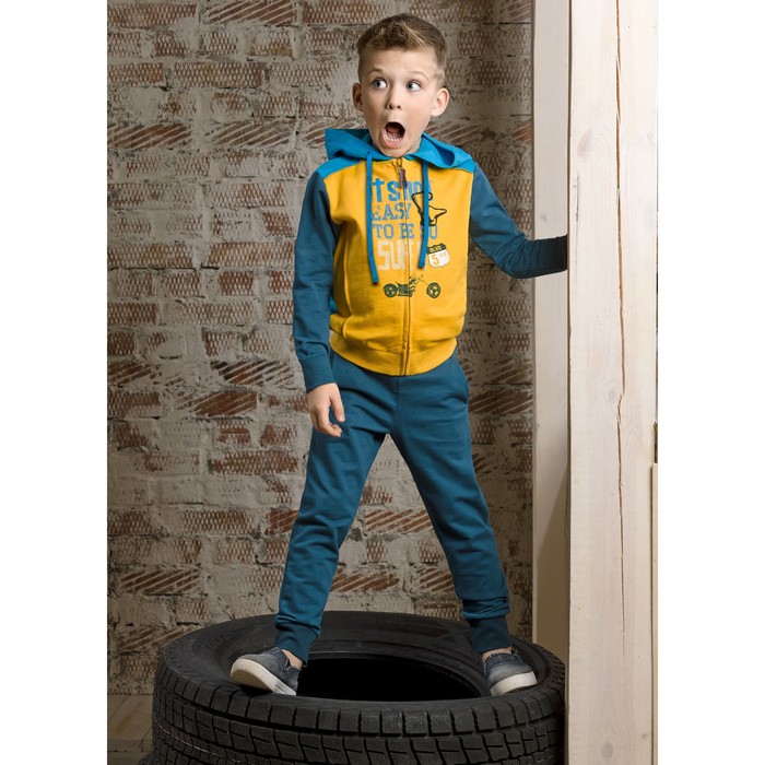 Комплект для мальчика (футболка, шорты), рост 92 см, цвет морская волна