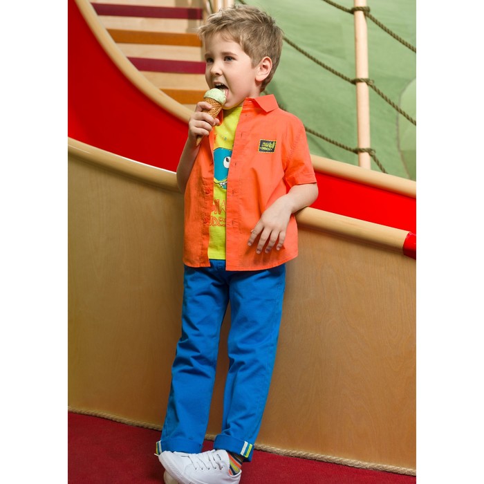 Сорочка верхняя для мальчика, рост 104 см, цвет коралловый