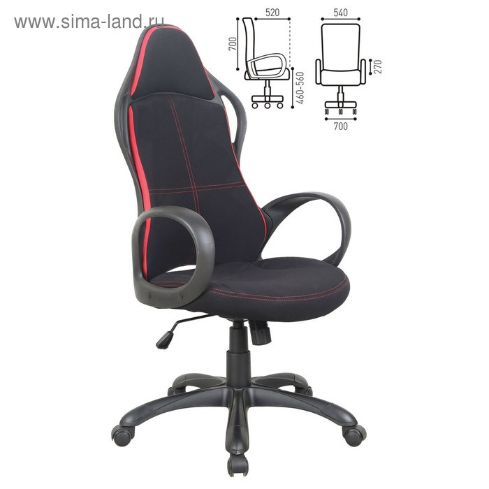 кресло офисное brabix element ex 289 ткань серое 532093 Кресло офисное BRABIX Force EX-516, чёрная ткань, красные вставки