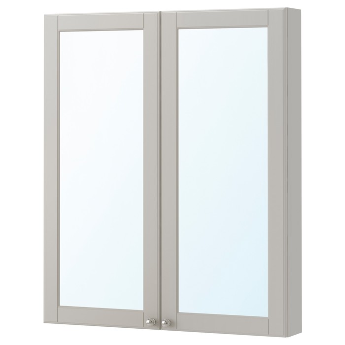Зеркальный шкаф с 2 дверцами ГОДМОРГОН, 80x14x96 см, кашён светло-серый