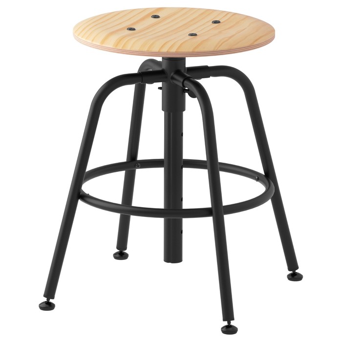 Табурет, КУЛЛАБЕРГ, 34х47-69 см, сосна, черный