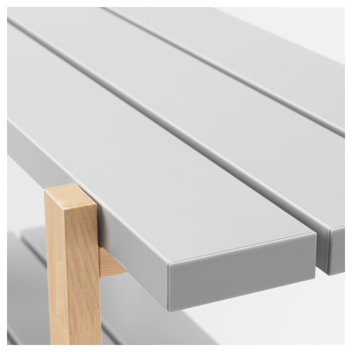 Стеллаж ЮППЕРЛИГ, 150x35x90 см, светло-серый, береза