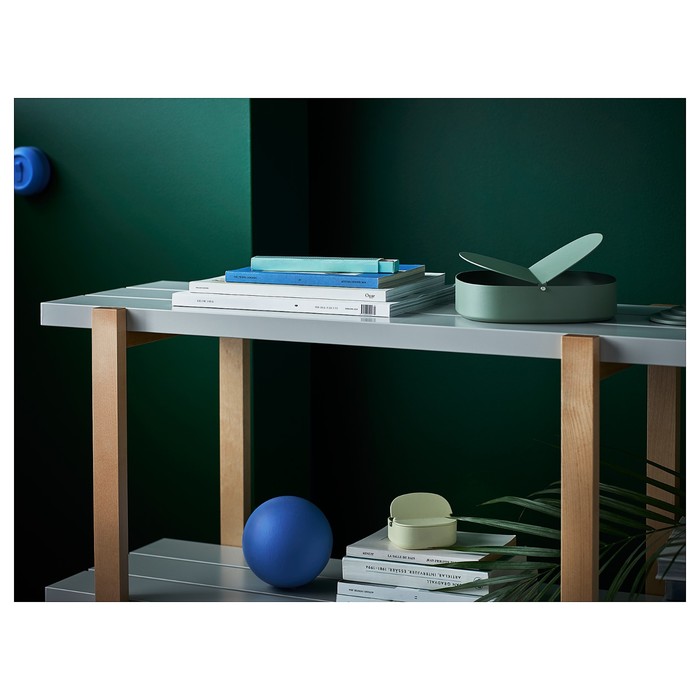 Стеллаж ЮППЕРЛИГ, 150x35x90 см, светло-серый, береза